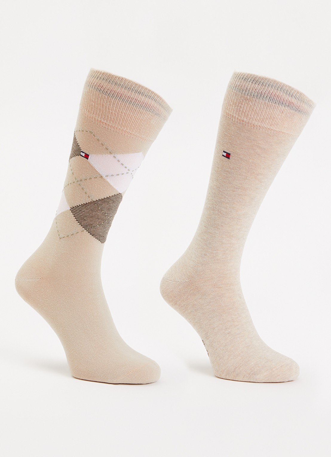 Tommy Hilfiger Sokken in katoenblend met logo in 2-pack - voorkant zand