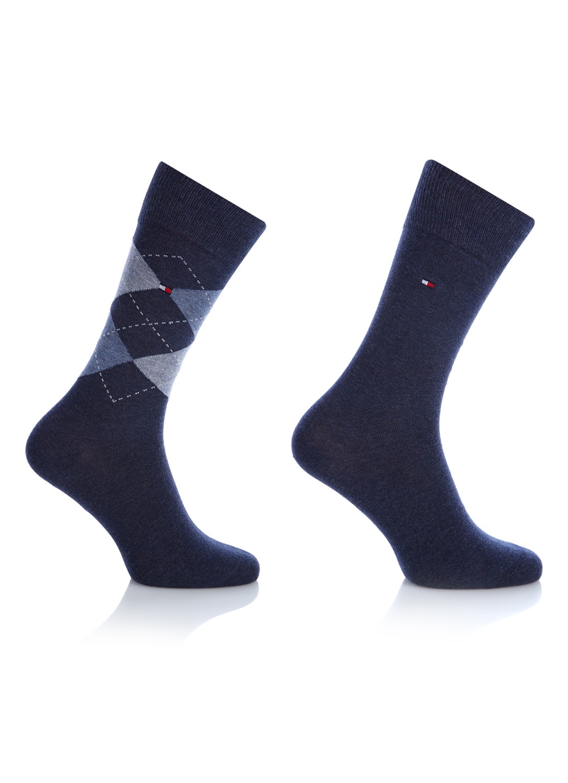 Tommy Hilfiger Sokken in katoenblend met logo in 2-pack - voorkant donkerblauw