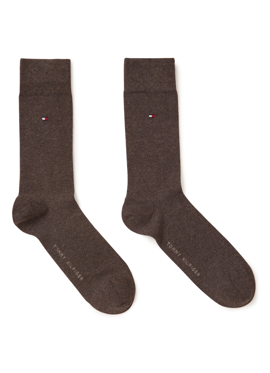 Tommy Hilfiger Sokken in uni in 2-pack - voorkant 4 donkerbruin