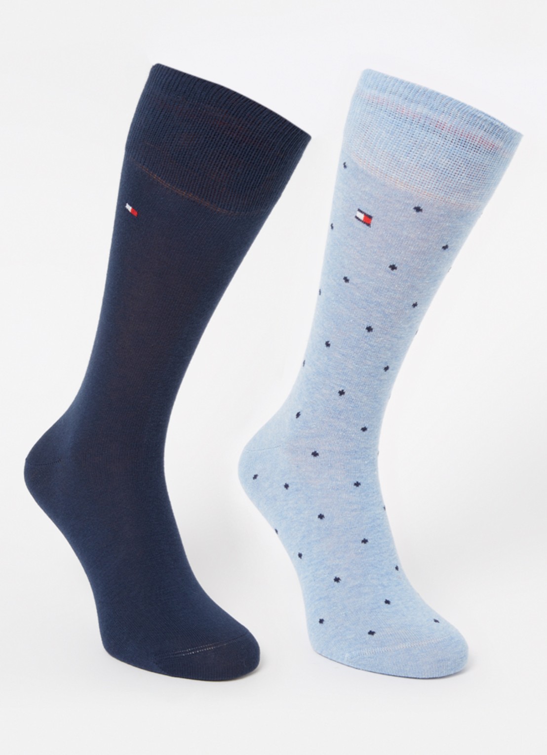 Tommy Hilfiger Sokken met logo in 2-pack - voorkant 2 lichtblauw