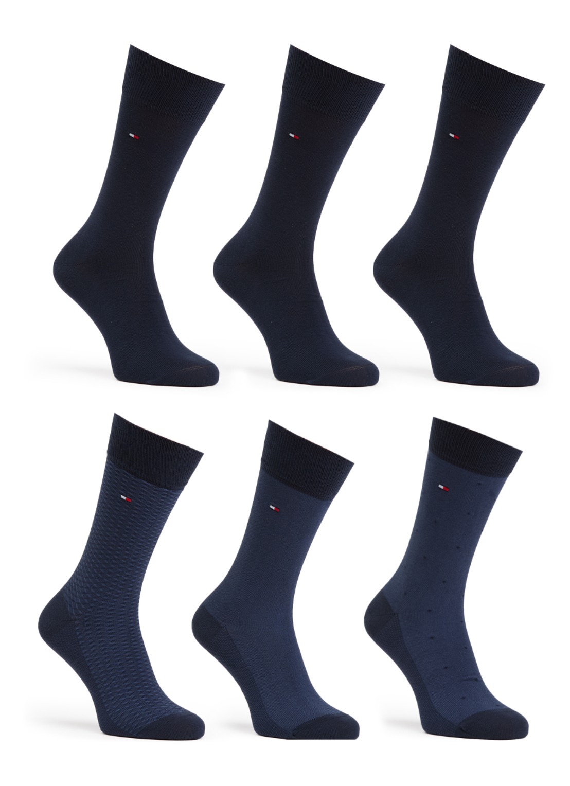 Tommy Hilfiger Sokken met logo in 6-pack giftbox - voorkant donkerblauw