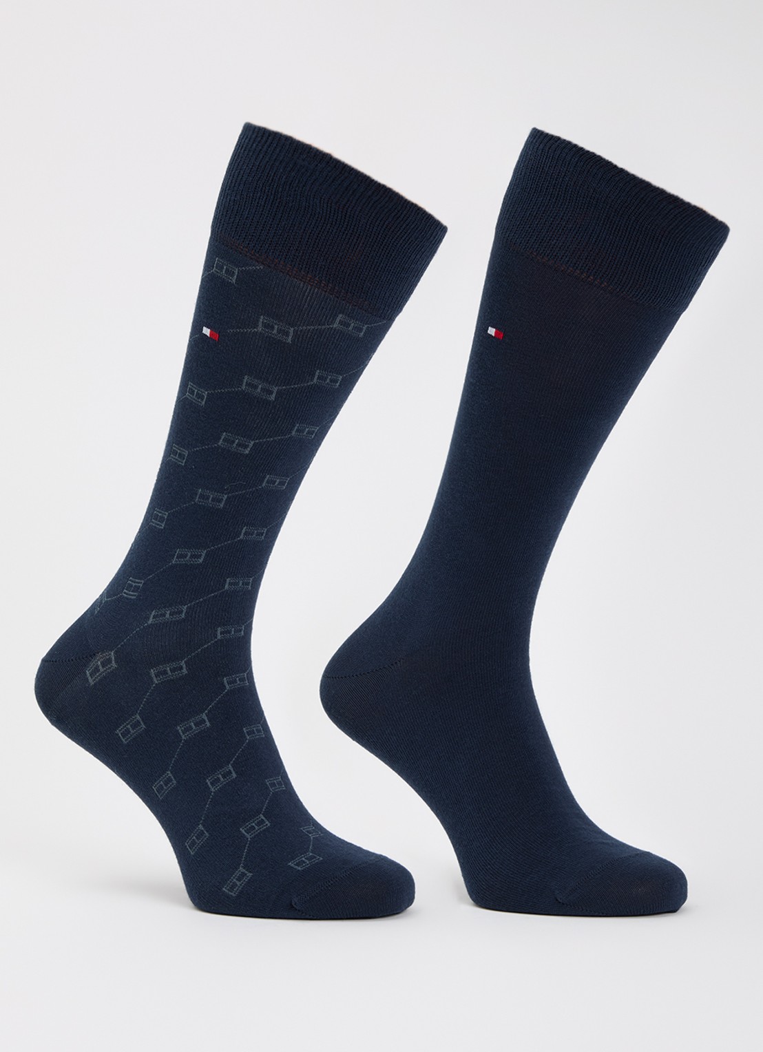 Tommy Hilfiger Sokken met print en logo in 2-pack - voorkant donkerblauw
