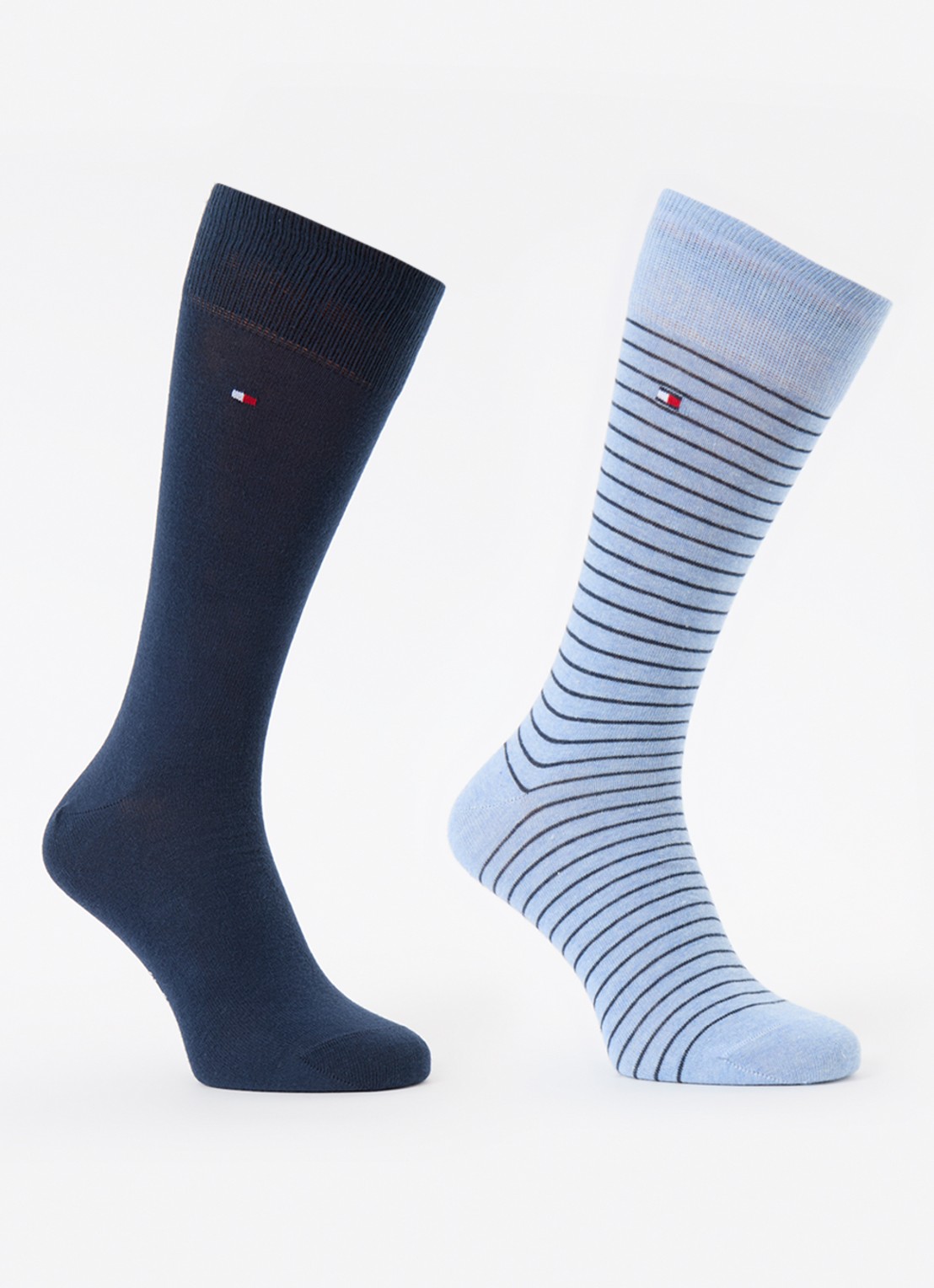 Tommy Hilfiger Sokken met print in 2-pack - voorkant 2 lichtblauw