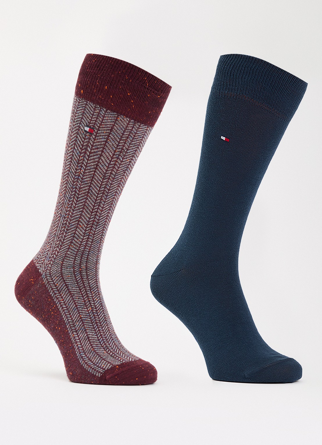 Tommy Hilfiger Sokken met print in 2-pack - voorkant 2 bordeauxrood