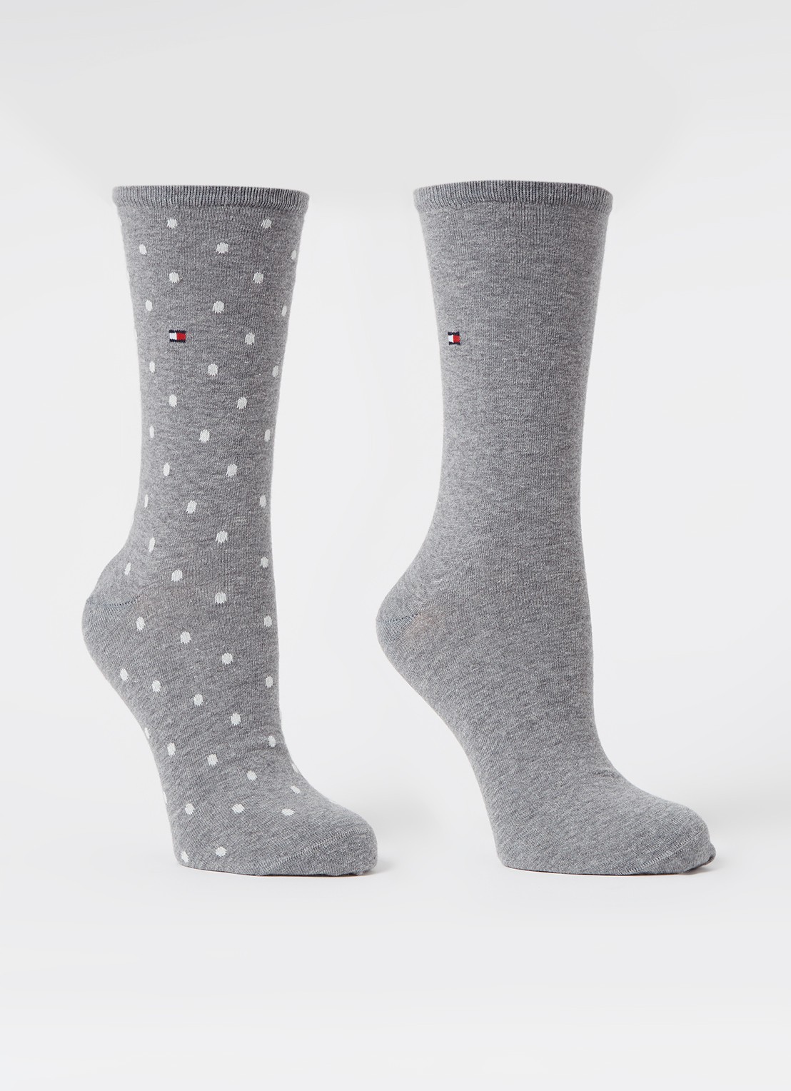 Tommy Hilfiger Sokken met print in 2-pack - voorkant 2 middengrijs