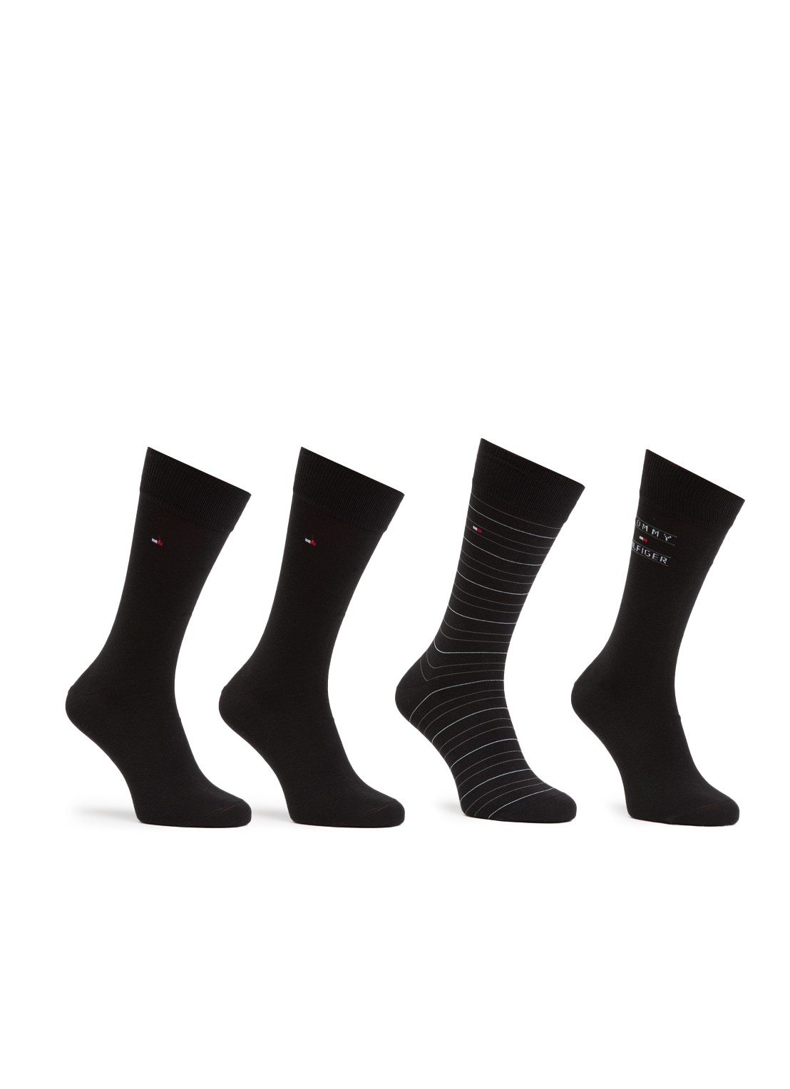 Tommy Hilfiger Sokken met print in 4-pack giftbox - voorkant zwart