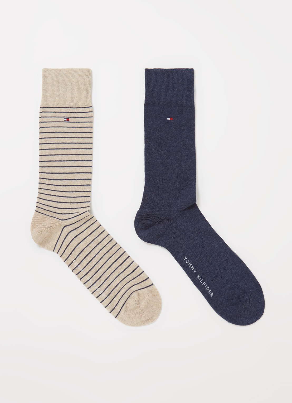 Tommy Hilfiger Sokken met streepprint in 2-pack - voorkant 3 donkerblauw