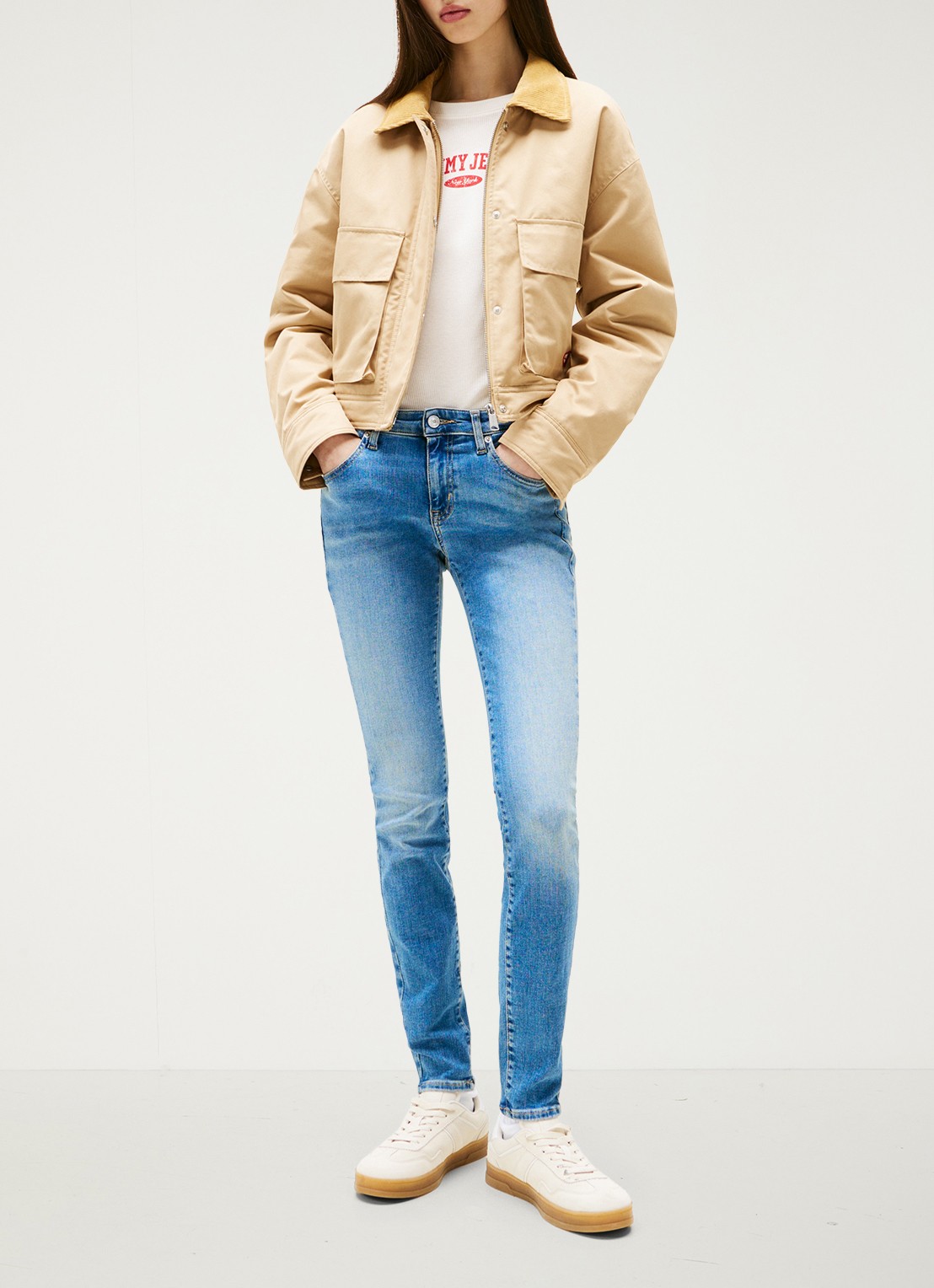 Tommy Hilfiger Sophie low waist skinny jeans met steekzakken - voorkant 5 donkerblauw