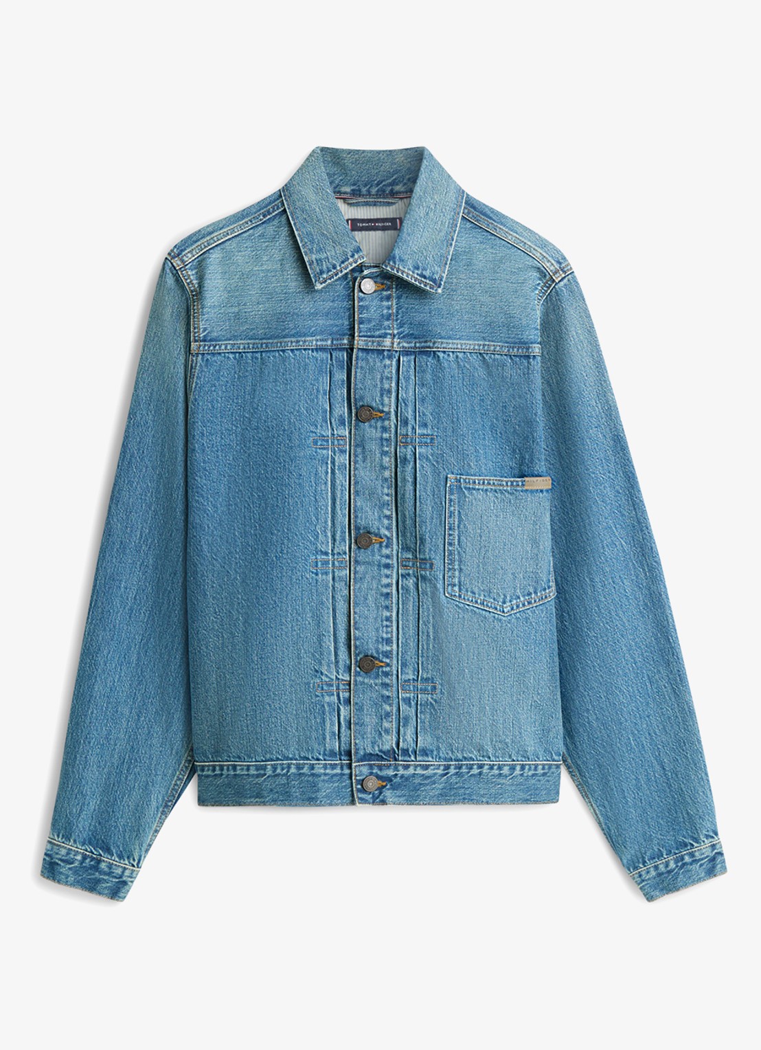 Tommy Hilfiger Spijkerjas met borstzak - voorkant 2 indigo