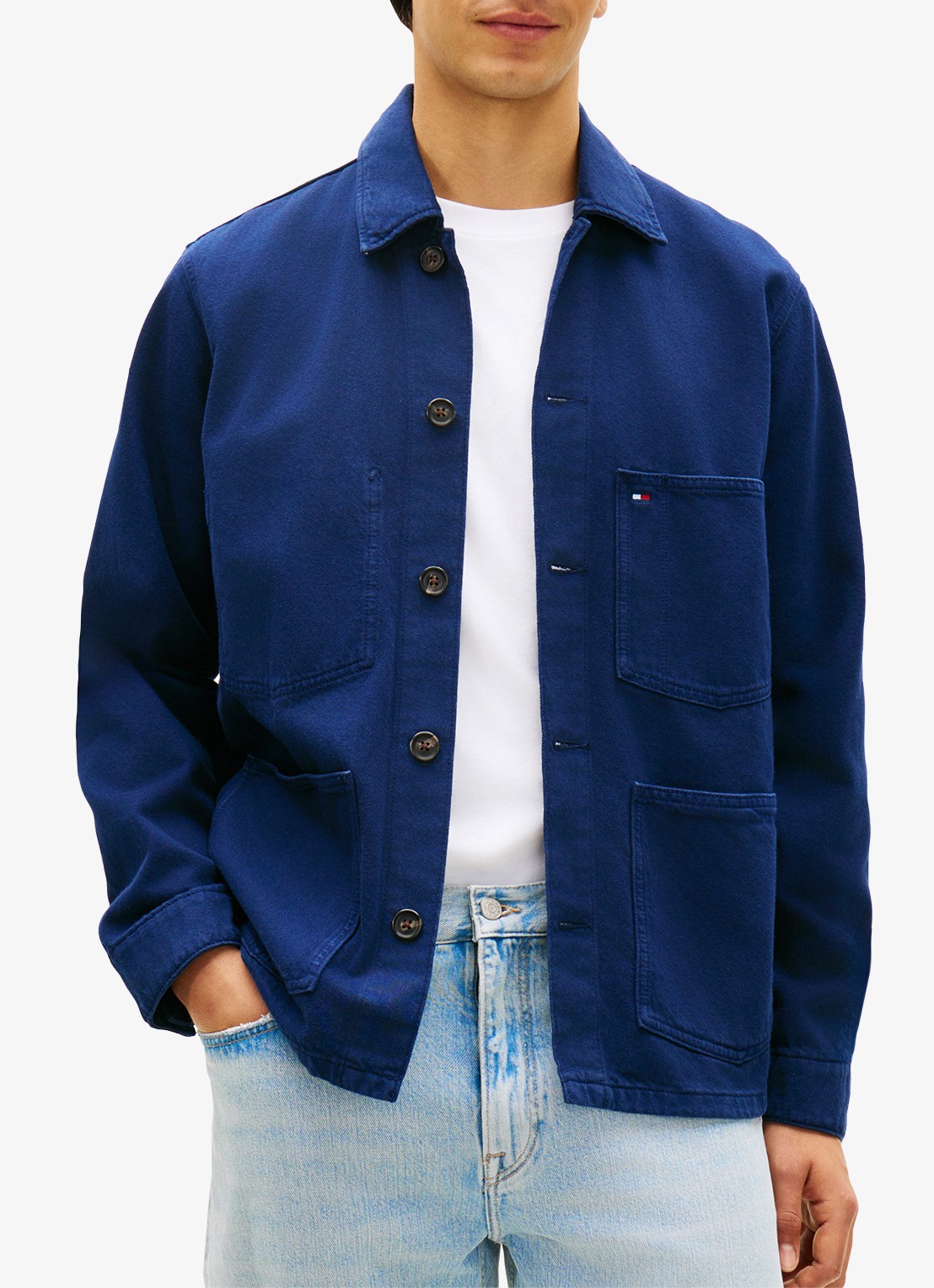Tommy Hilfiger Spijkerjas met borstzak - detail 4 donkerblauw