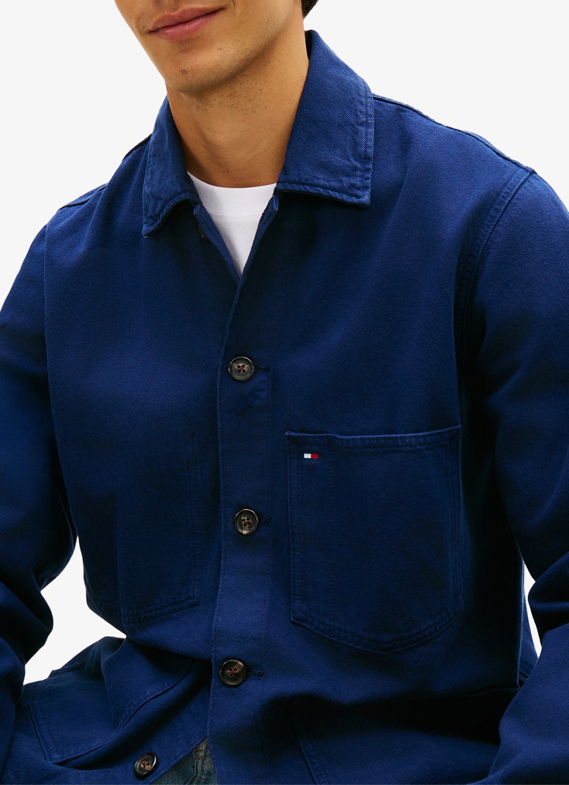 Tommy Hilfiger Spijkerjas met borstzak - detail 5 donkerblauw