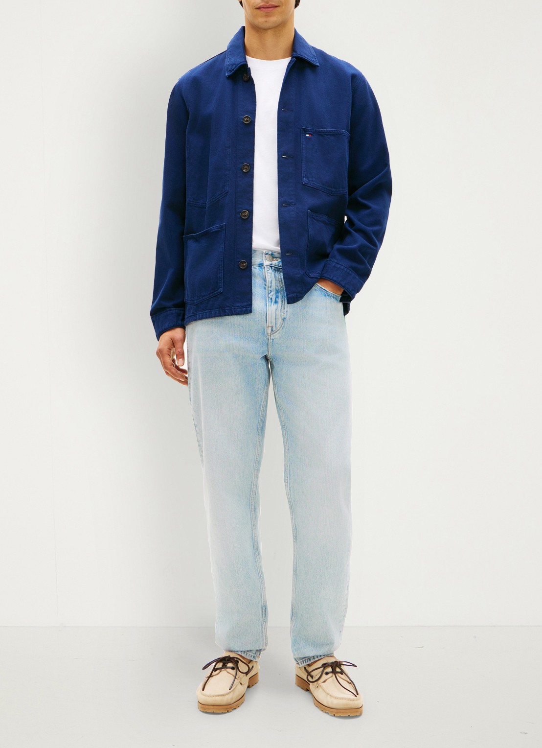Tommy Hilfiger Spijkerjas met borstzak - voorkant 2 donkerblauw