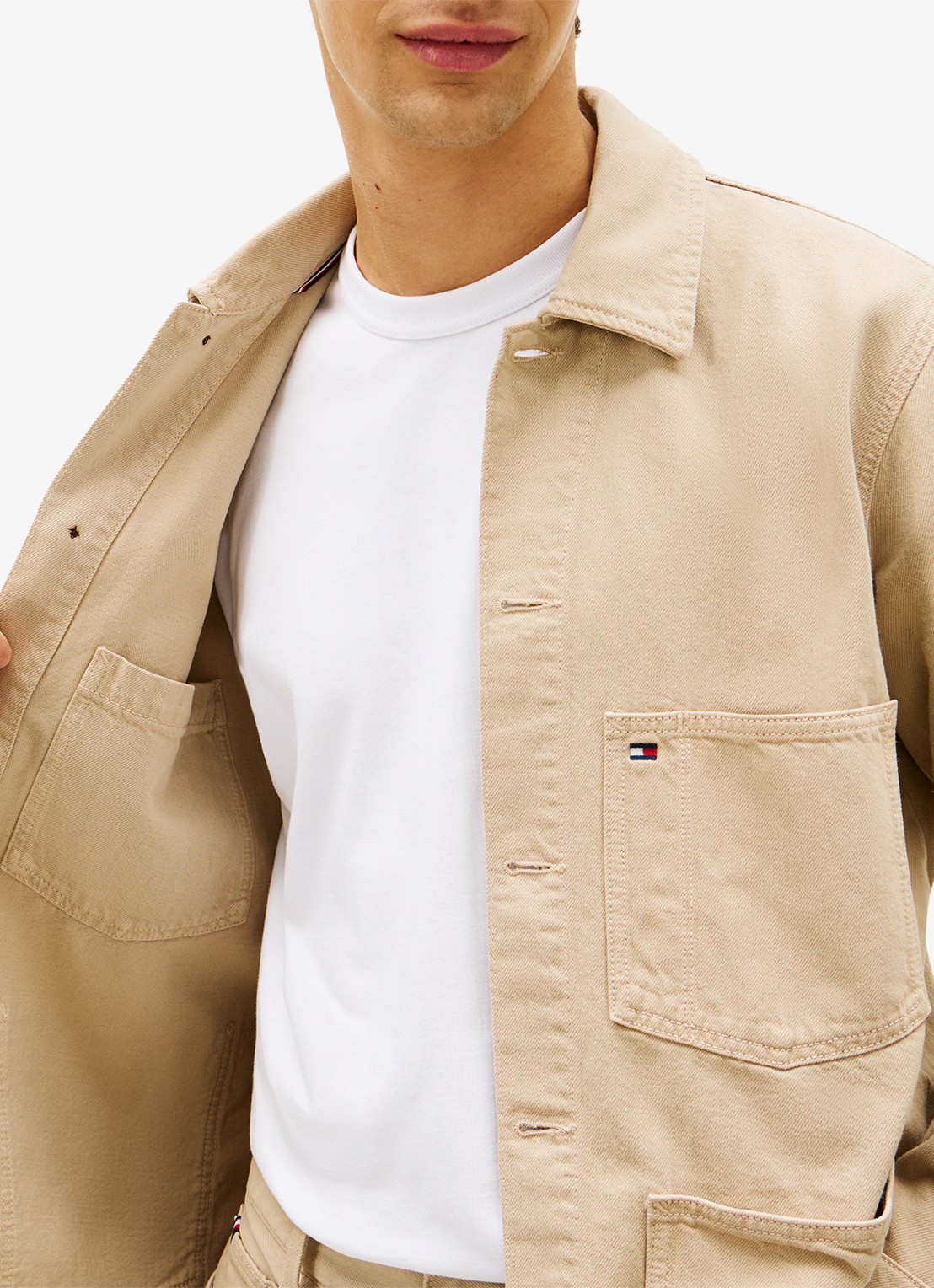 Tommy Hilfiger Spijkerjas met borstzak - detail 3 camel