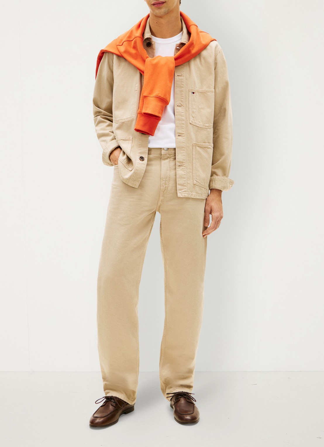 Tommy Hilfiger Spijkerjas met borstzak - voorkant 5 camel