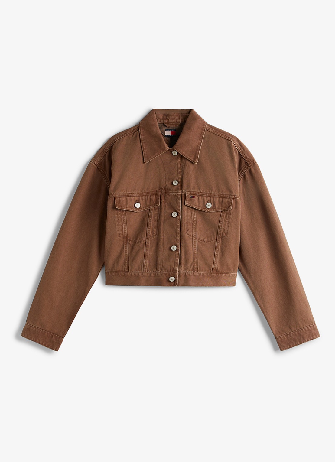 Tommy Hilfiger Spijkerjas met gekleurde wassing met logo - voorkant bruin