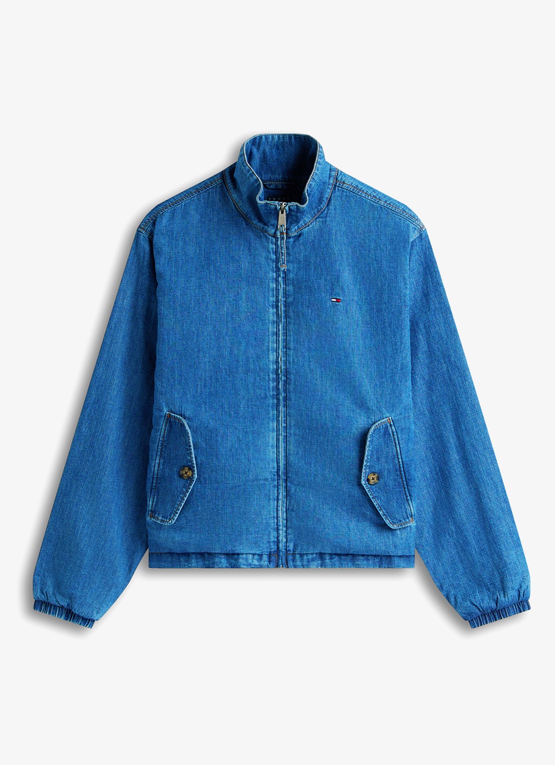 Tommy Hilfiger Spijkerjas met logoborduring - voorkant 3 donkerblauw
