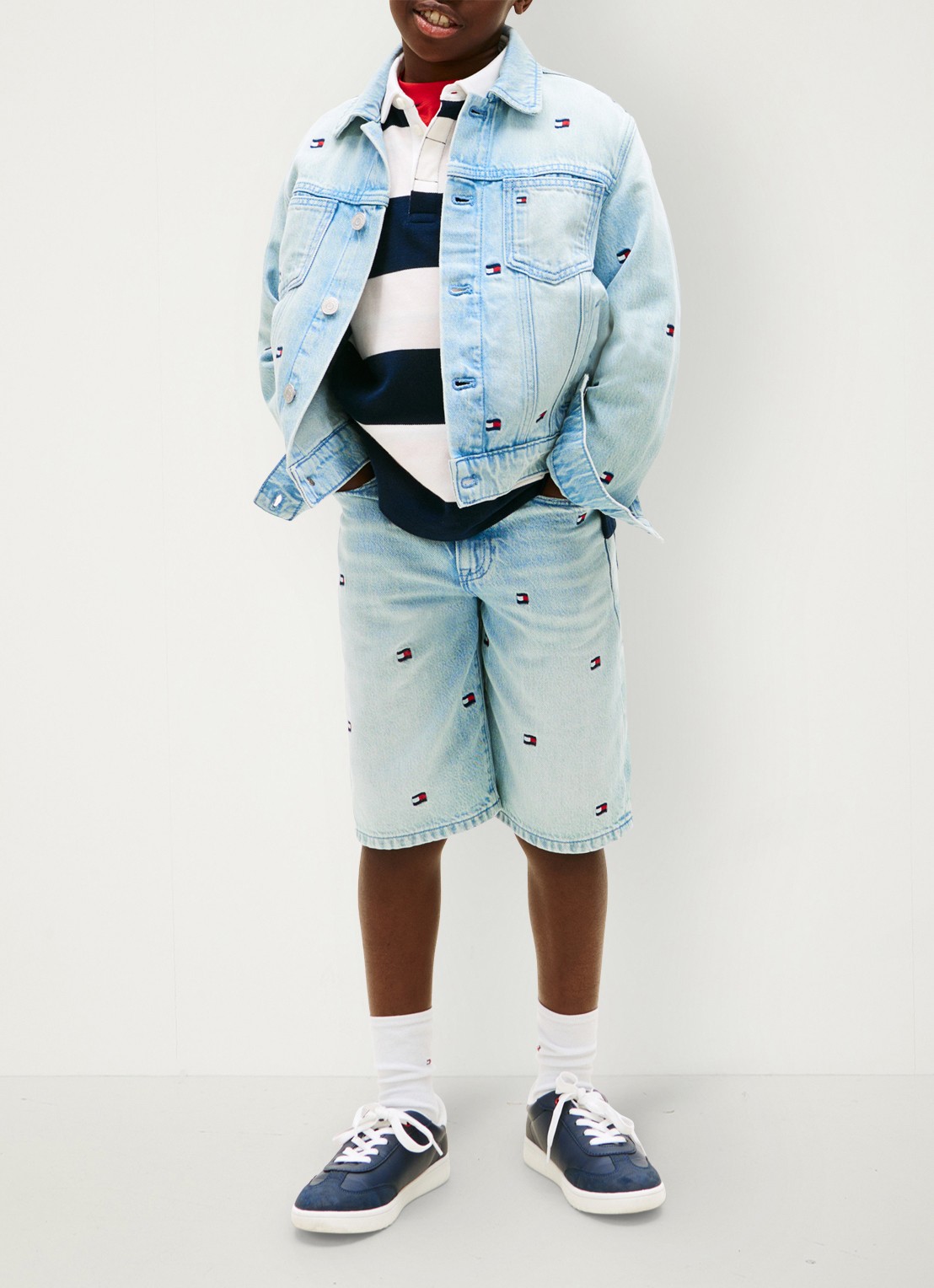 Tommy Hilfiger Spijkerjas met logoborduring - voorkant 2 indigo