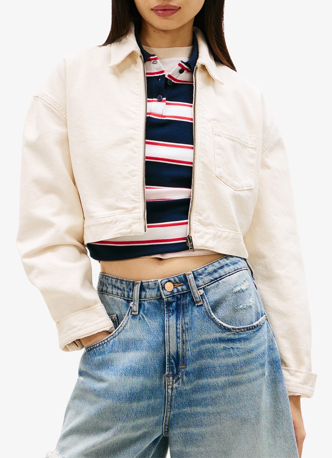 Tommy Hilfiger Spijkerjas van katoen - detail 4 wit