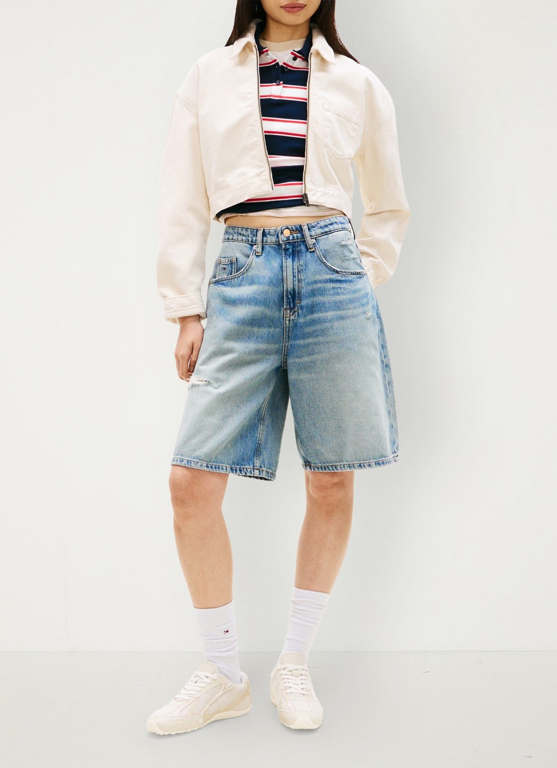 Tommy Hilfiger Spijkerjas van katoen - voorkant 2 wit