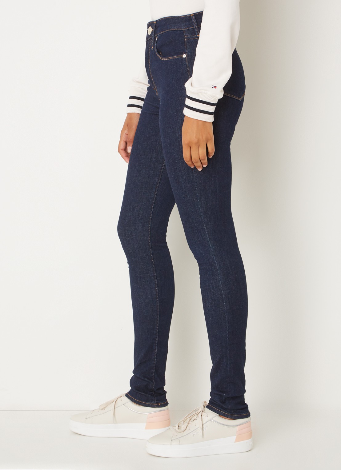 Tommy Hilfiger Steffie mid waist skinny jeans met donkere wassing - detail 2 indigo
