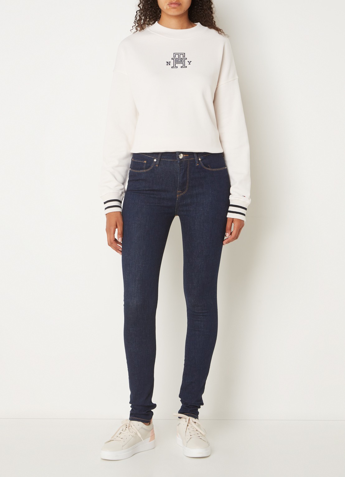 Tommy Hilfiger Steffie mid waist skinny jeans met donkere wassing - voorkant 4 indigo
