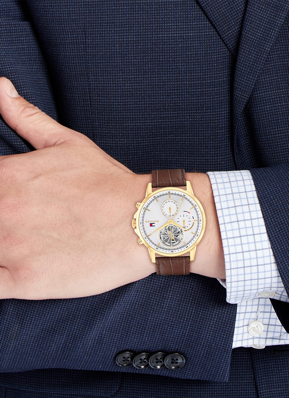 Tommy Hilfiger Stewart horloge TH1710631 - voorkant 2 bruin