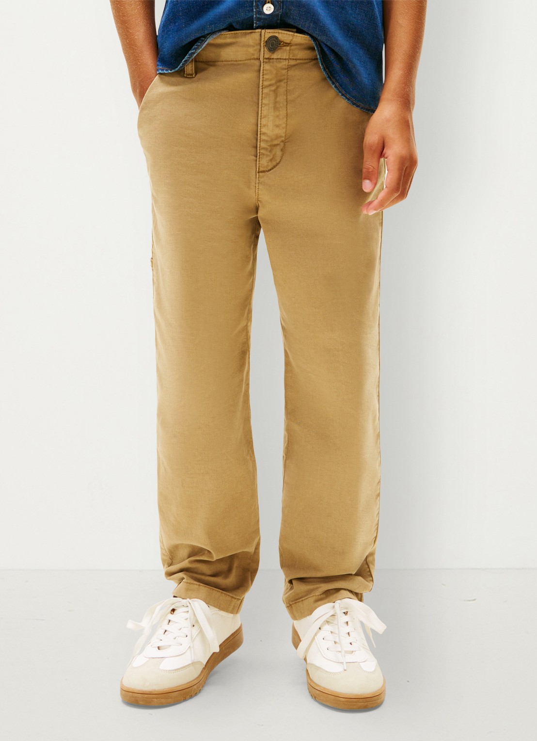 Tommy Hilfiger Straight fit broek met steekzakken - detail camel