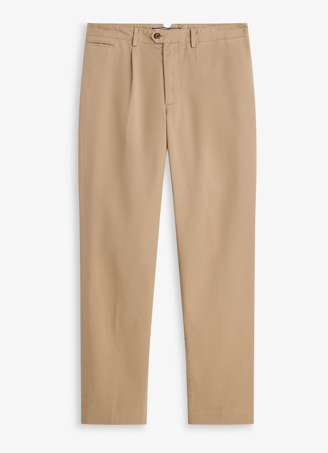 Tommy Hilfiger Straight fit chino met paspelzakken - voorkant beige