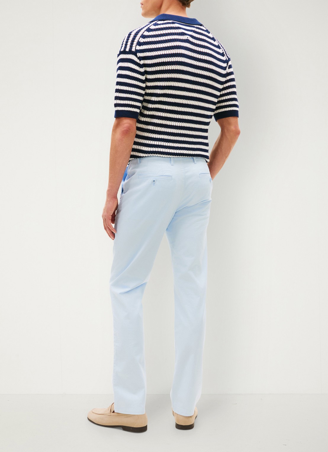 Tommy Hilfiger Straight fit chino met steekzakken - achterkant lichtblauw