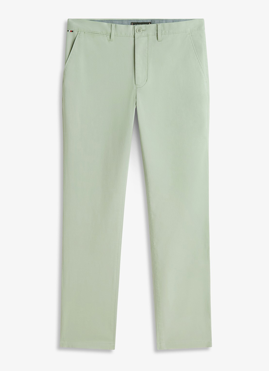 Tommy Hilfiger Straight fit chino met steekzakken - voorkant lichtgroen