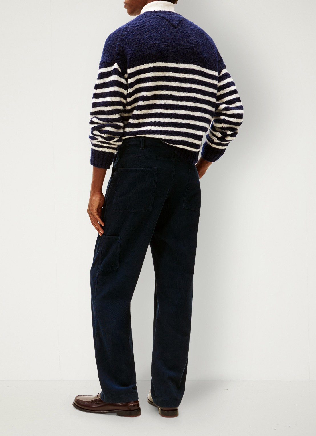 Tommy Hilfiger Straight fit chino van corduroy - achterkant donkerblauw