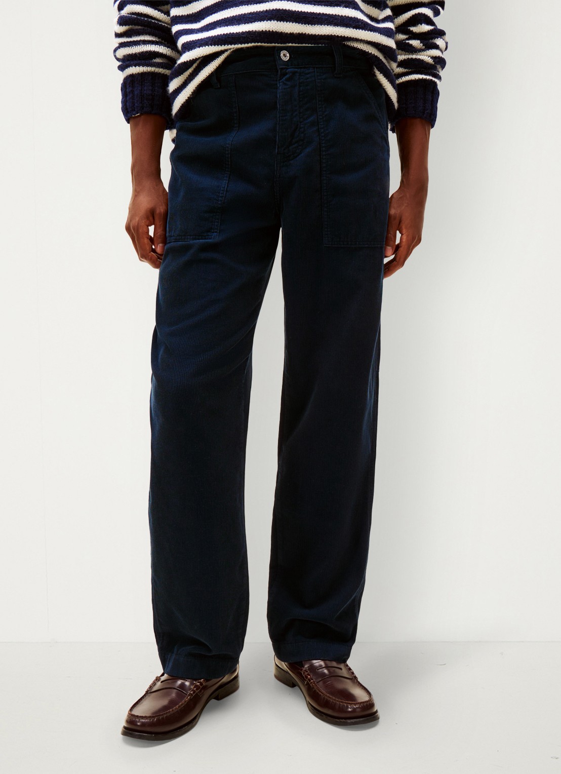 Tommy Hilfiger Straight fit chino van corduroy - detail 2 donkerblauw