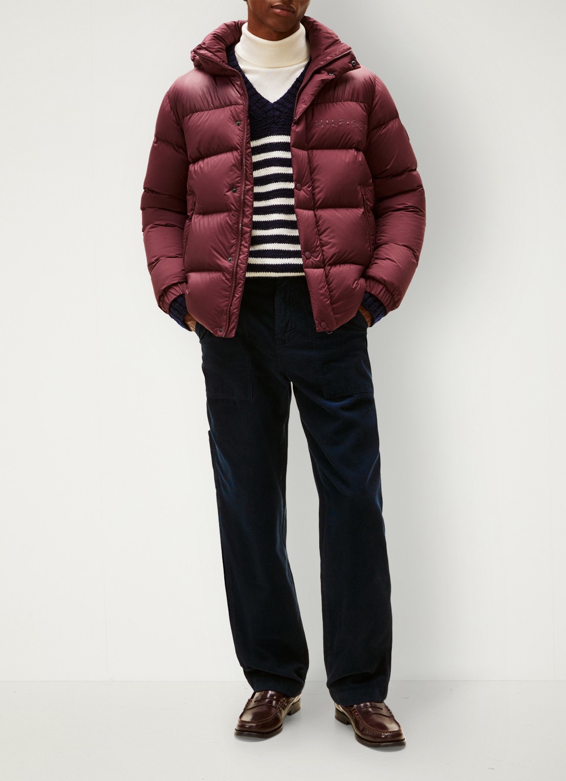 Tommy Hilfiger Straight fit chino van corduroy - voorkant 5 donkerblauw