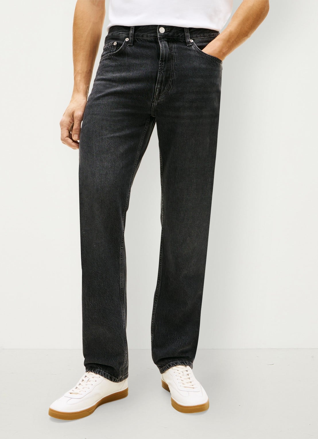 Tommy Hilfiger Straight fit jeans met donkere wassing - detail donkergrijs