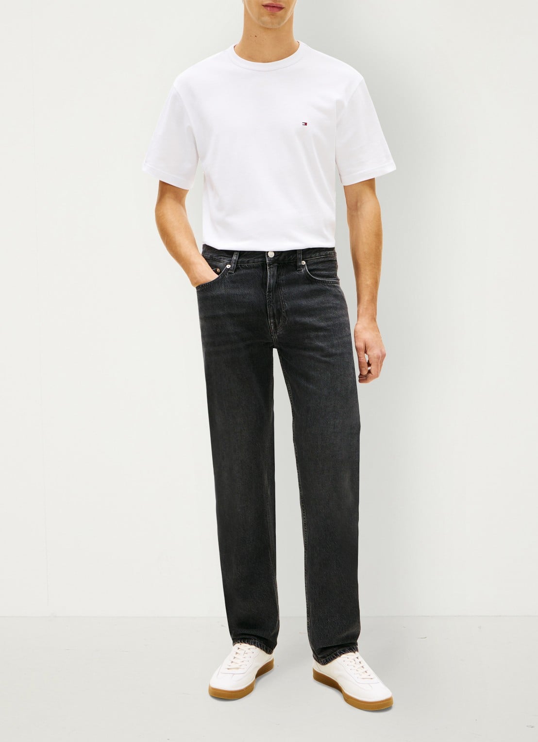 Tommy Hilfiger Straight fit jeans met donkere wassing - voorkant 4 donkergrijs
