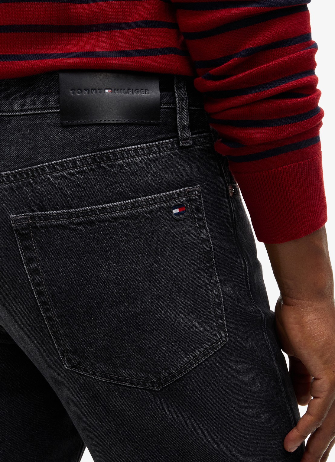 Tommy Hilfiger Straight fit jeans met donkere wassing - detail 3 zwart
