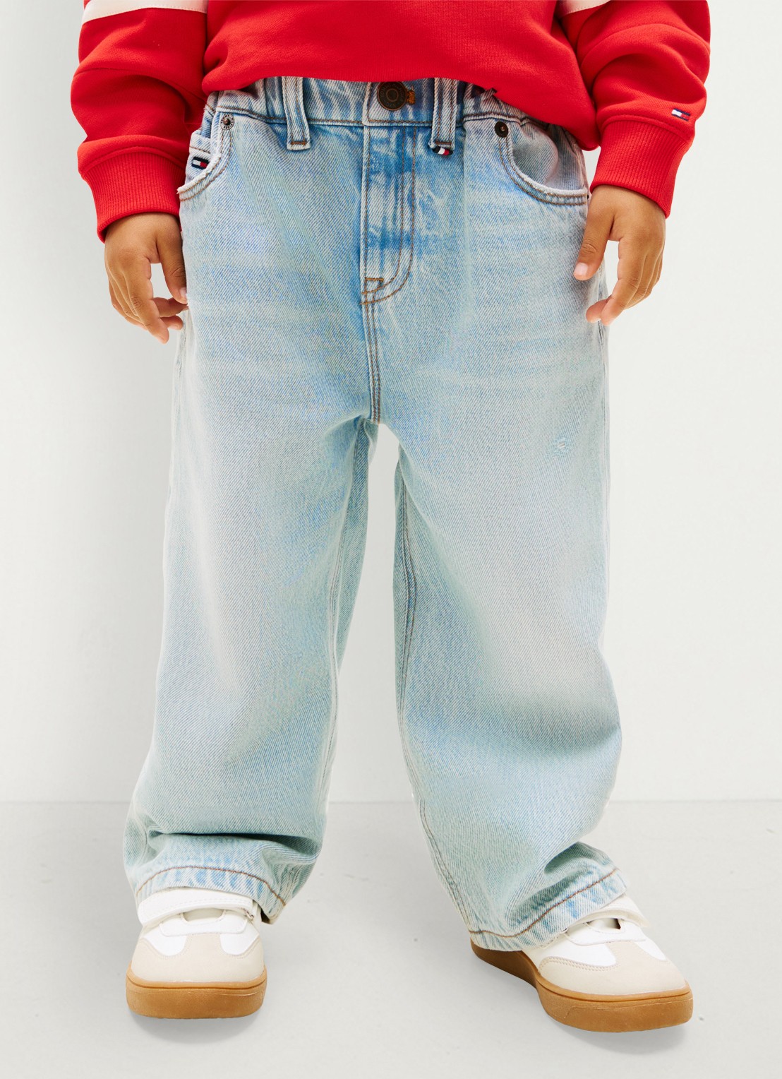 Tommy Hilfiger Straight fit jeans met medium wassing - detail 3 lichtblauw