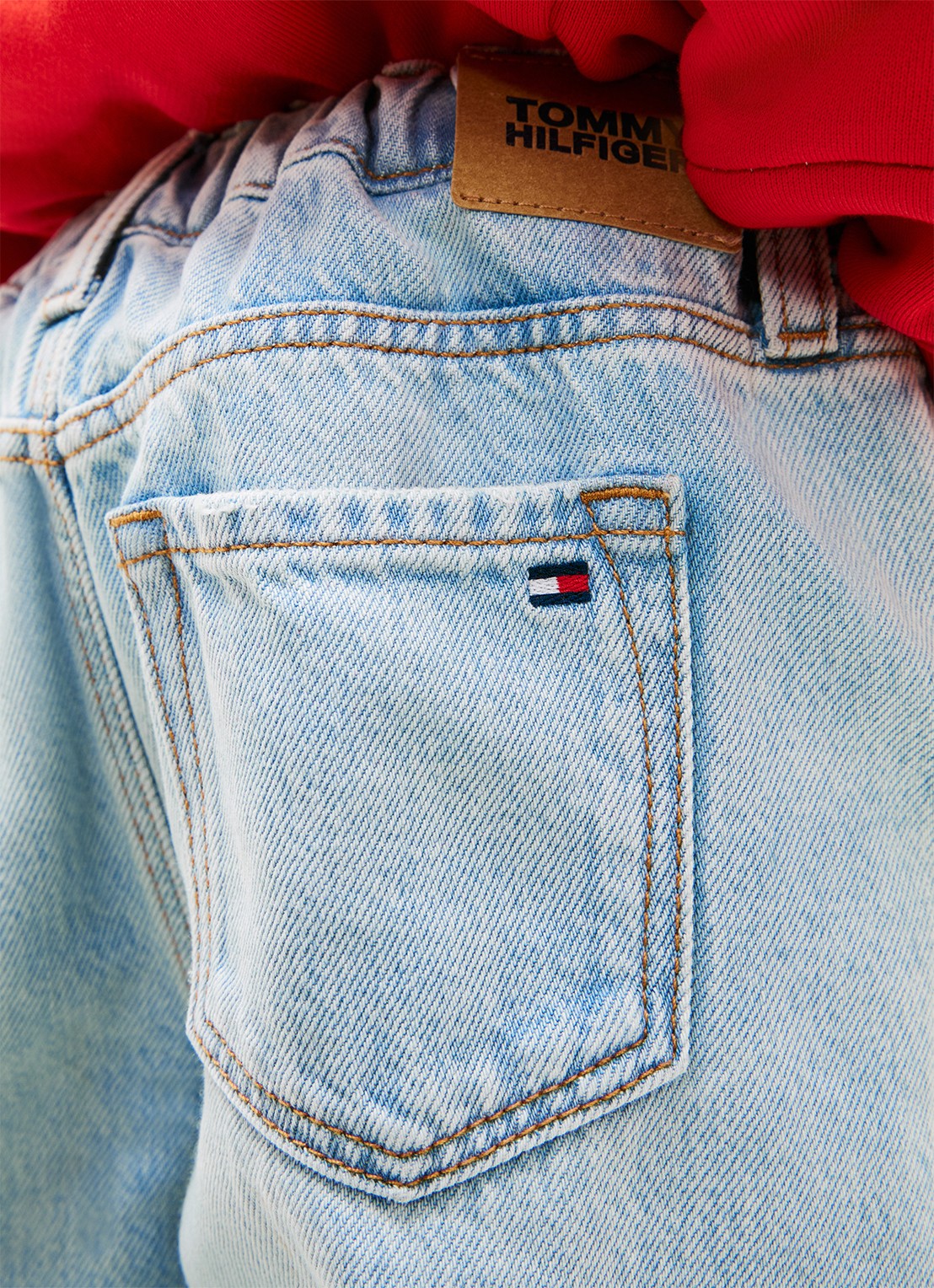 Tommy Hilfiger Straight fit jeans met medium wassing - detail 4 lichtblauw