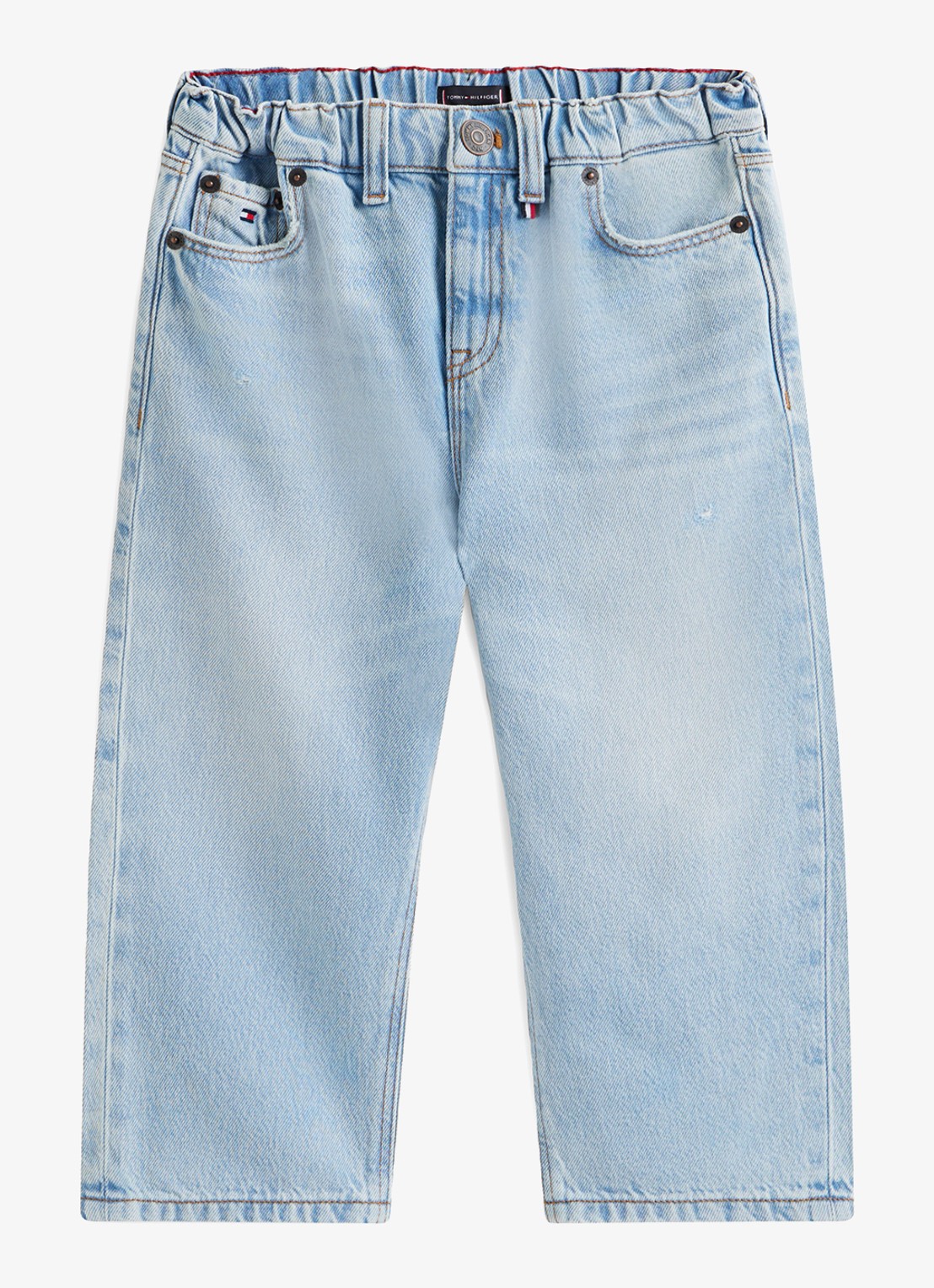 Tommy Hilfiger Straight fit jeans met medium wassing - voorkant lichtblauw