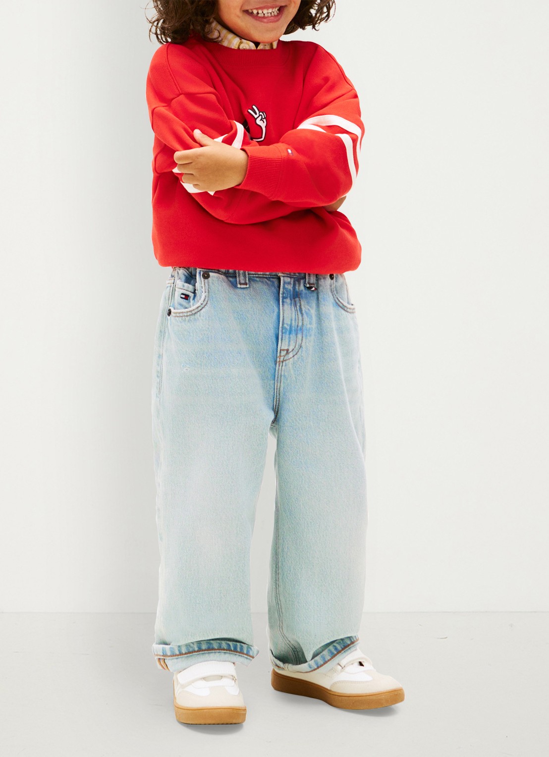 Tommy Hilfiger Straight fit jeans met medium wassing - voorkant 2 lichtblauw
