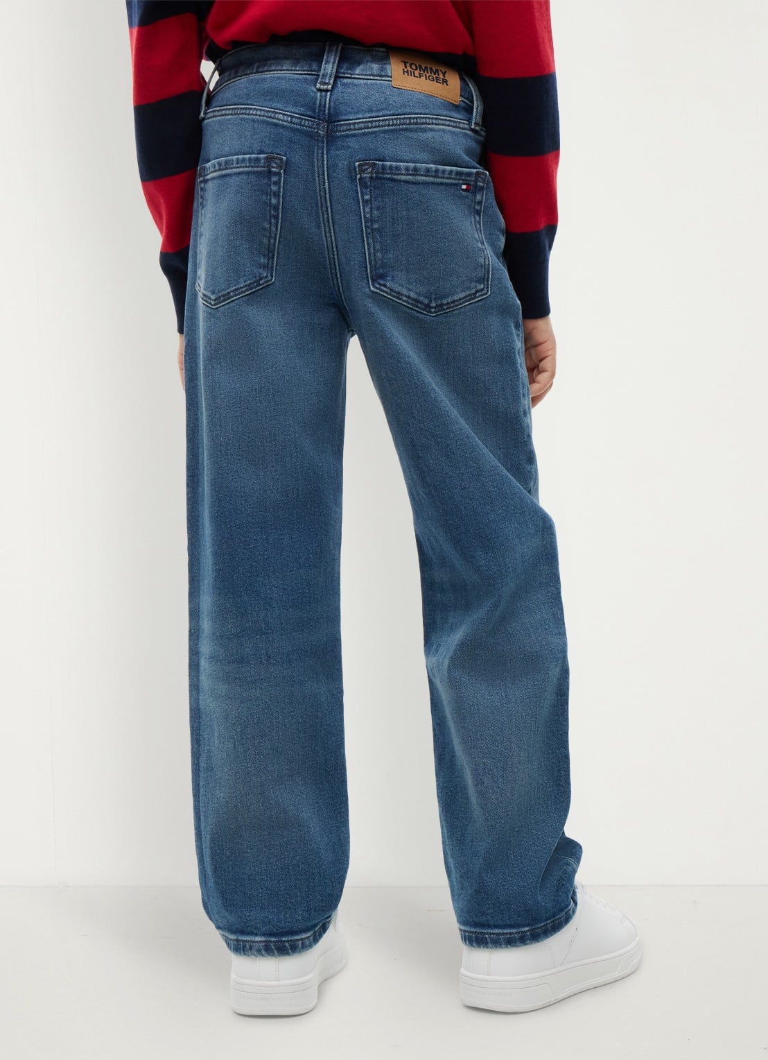 Tommy Hilfiger Straight fit jeans met steekzakken - achterkant indigo