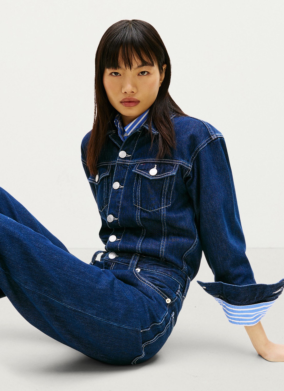 Tommy Hilfiger Straight fit jumpsuit in katoenblend - detail 5 jeans