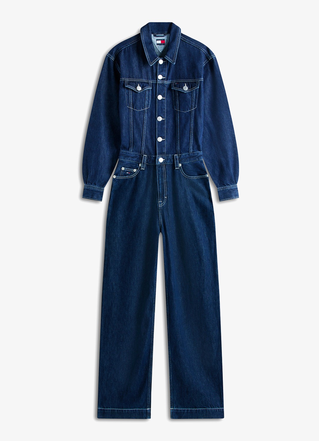 Tommy Hilfiger Straight fit jumpsuit in katoenblend - voorkant jeans