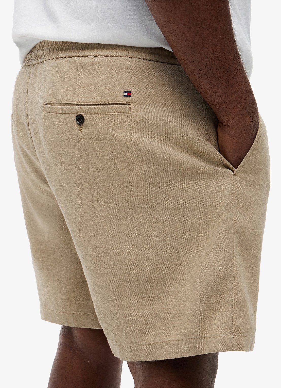 Tommy Hilfiger Straight fit korte broek in linnenblend - detail 5 beige