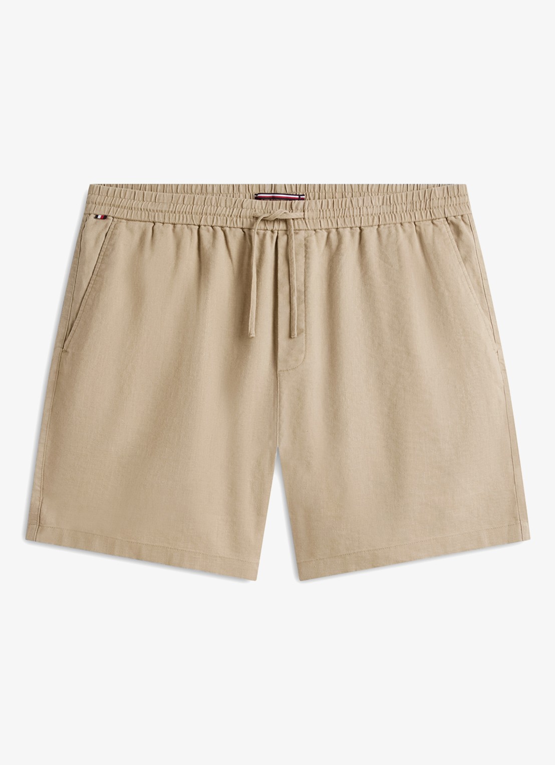 Tommy Hilfiger Straight fit korte broek in linnenblend - voorkant 2 beige