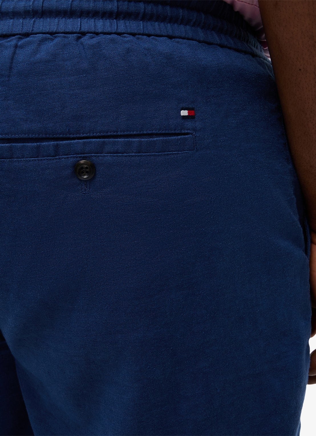 Tommy Hilfiger Straight fit korte broek in linnenblend - detail 5 donkerblauw