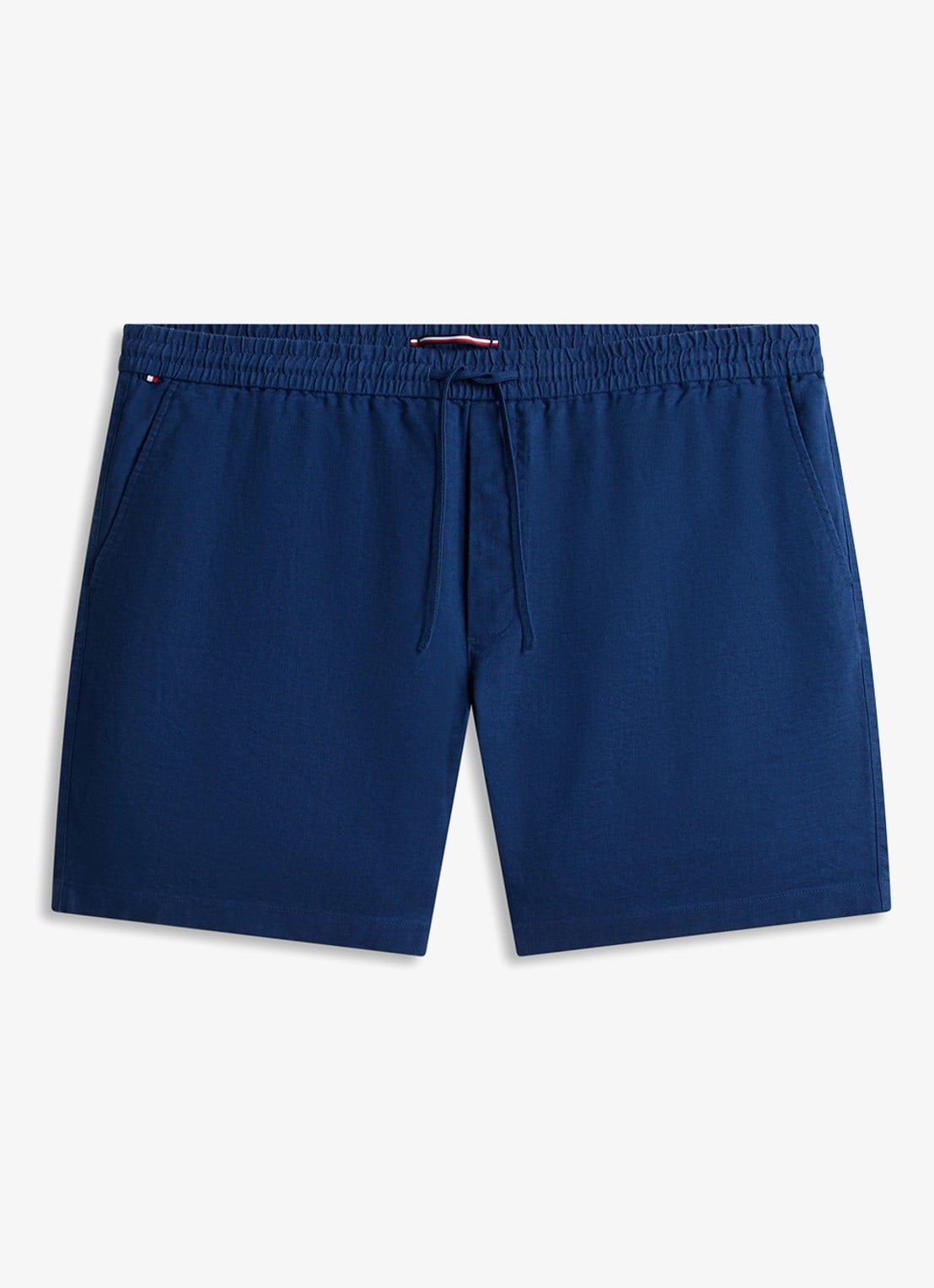 Tommy Hilfiger Straight fit korte broek in linnenblend - voorkant 2 donkerblauw