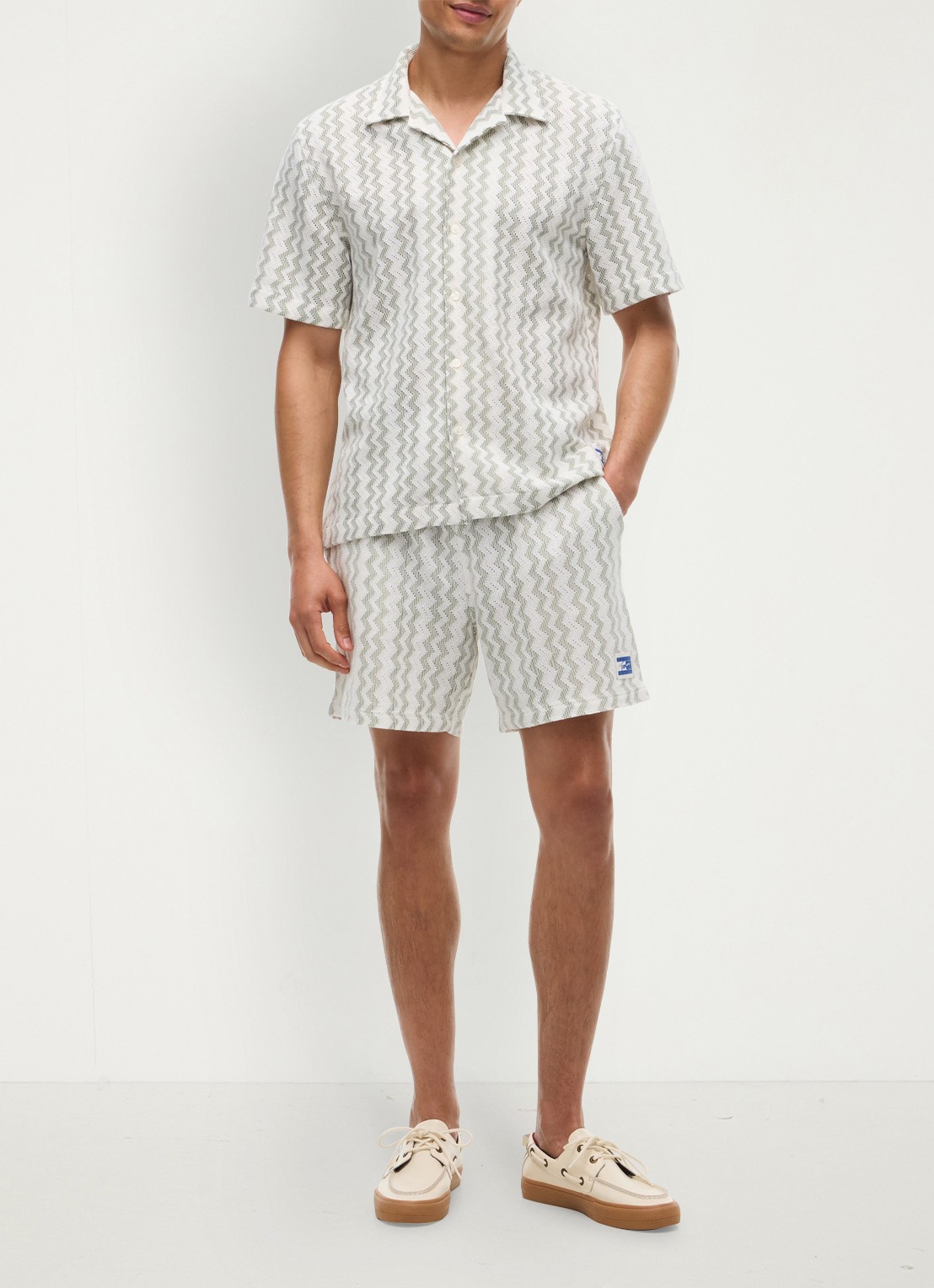 Tommy Hilfiger Straight fit korte broek met grafische print - voorkant 5 groen