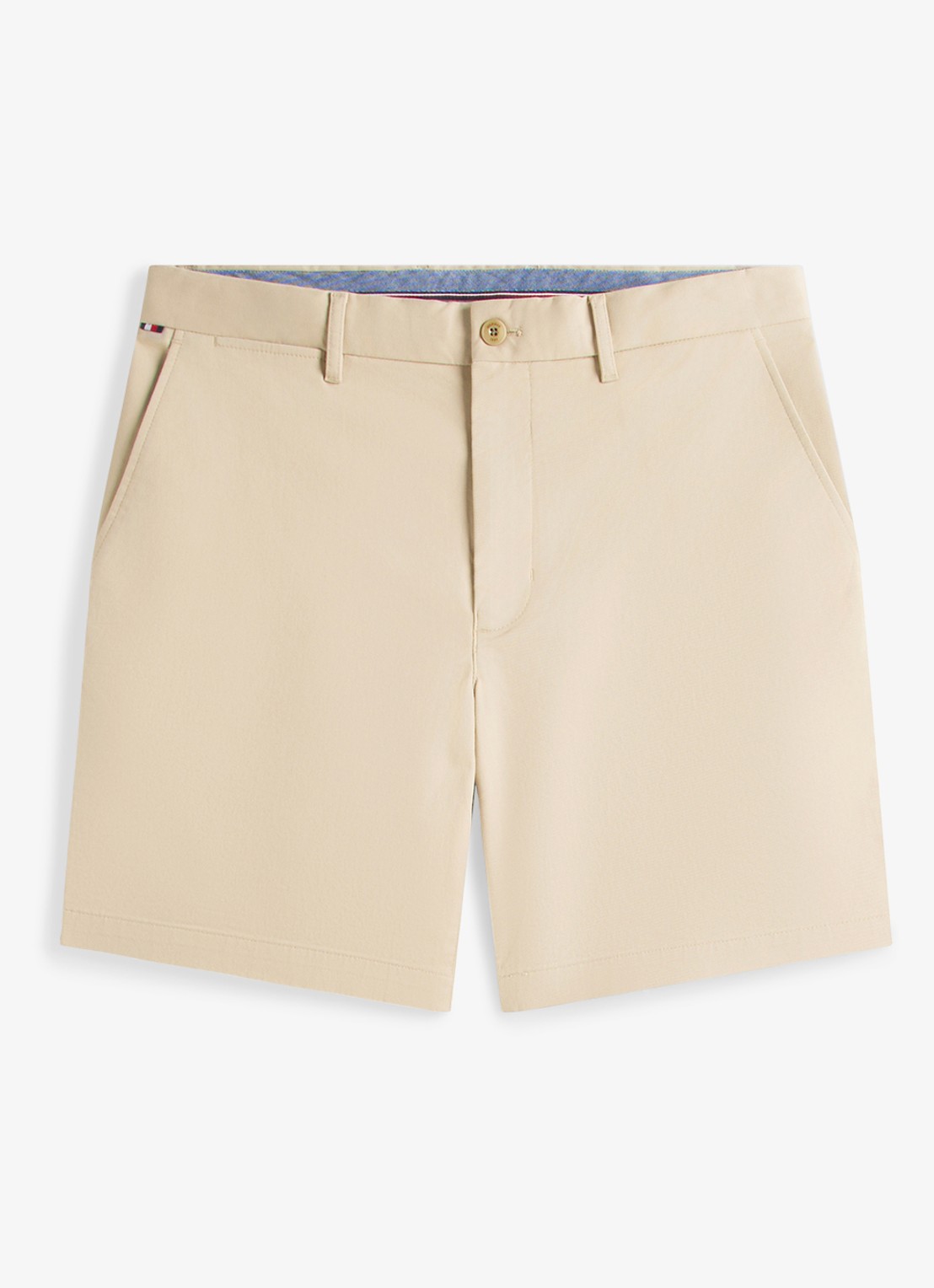 Tommy Hilfiger Straight fit korte chino in katoenblend - voorkant beige