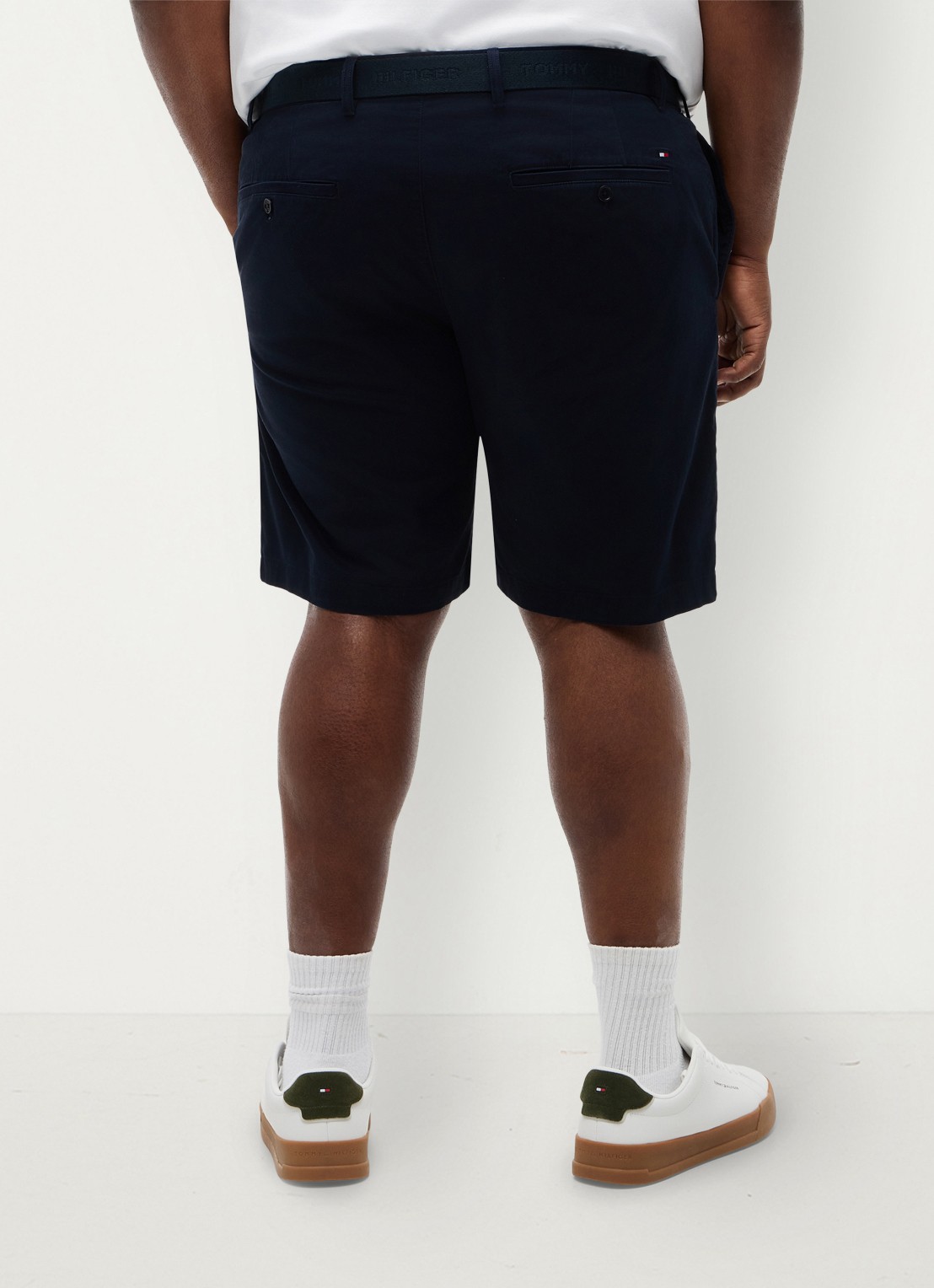 Tommy Hilfiger Straight fit korte chino in katoenblend - achterkant 5 donkerblauw